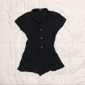 black buttoned romper